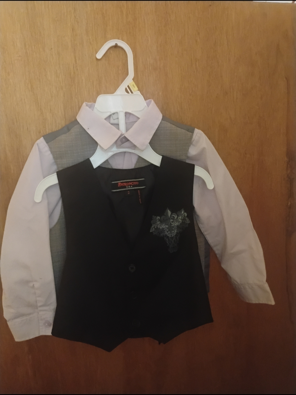 Kids Black Vest and Light Pink Dress Shirt Set - Classic Formal Matching Set - Picture 2 of 3